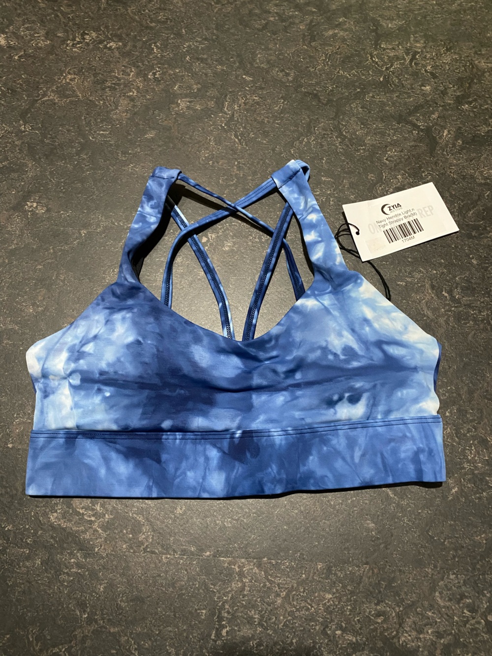 ZYIA NWT Navy Hendrix Light n Tight Strappy Bra (M)